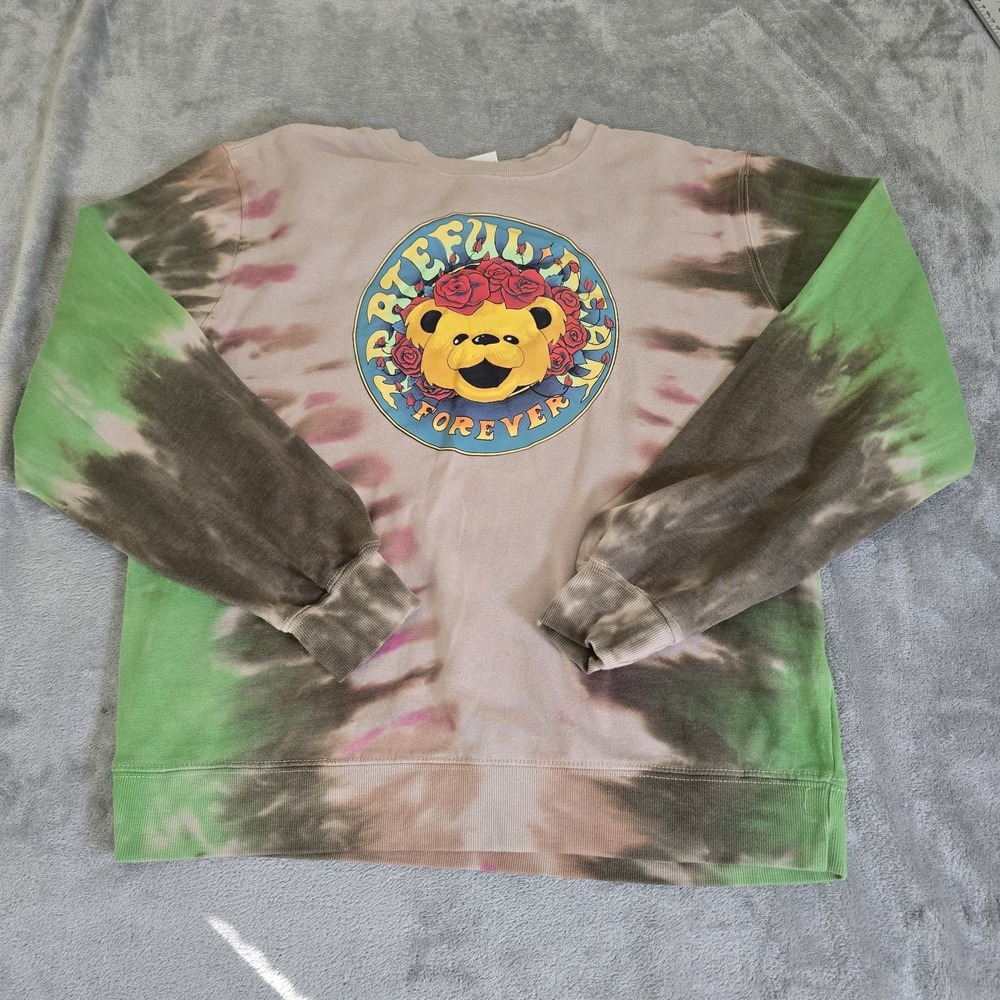Grateful Dead Crewneck Sweatshirt Womens Large Pullover Tie Dye Bear Forever